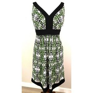 Trulli Women's Green & Black Patterned Dress, Size 4